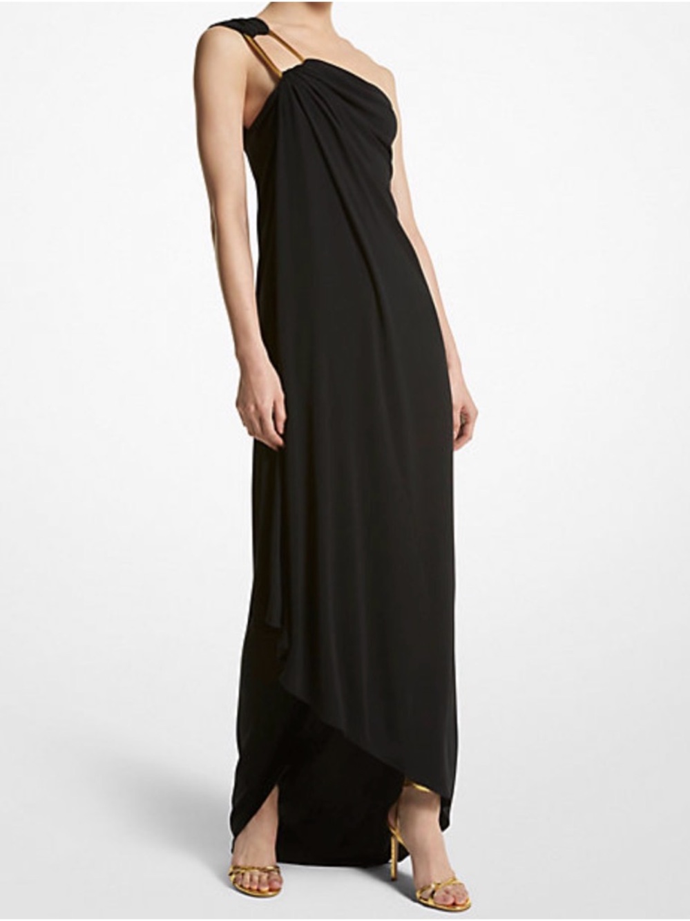 Michael Kors Black One-Shoulder Grecian Evening Dress